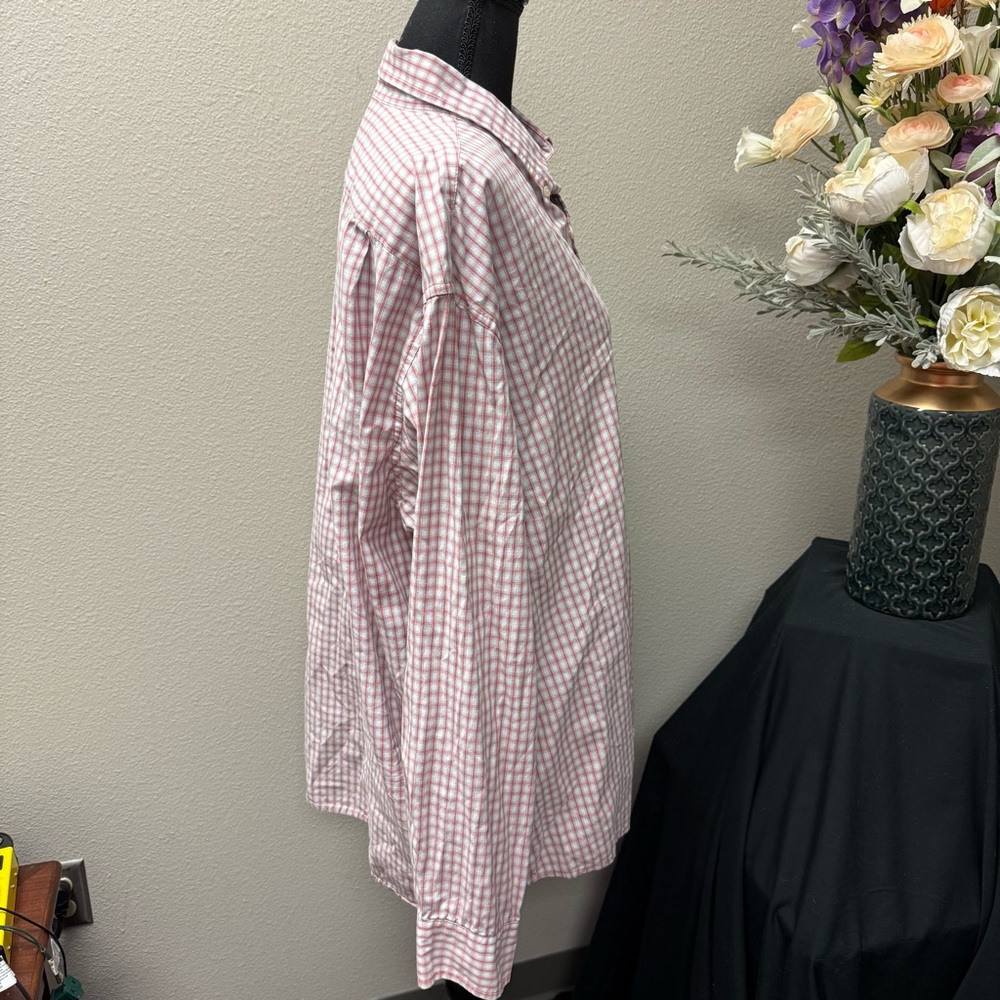 IZOD Red White Gingham Check Button Down Shirt XL 100% Cotton Classic Prep - Picture 5 of 8